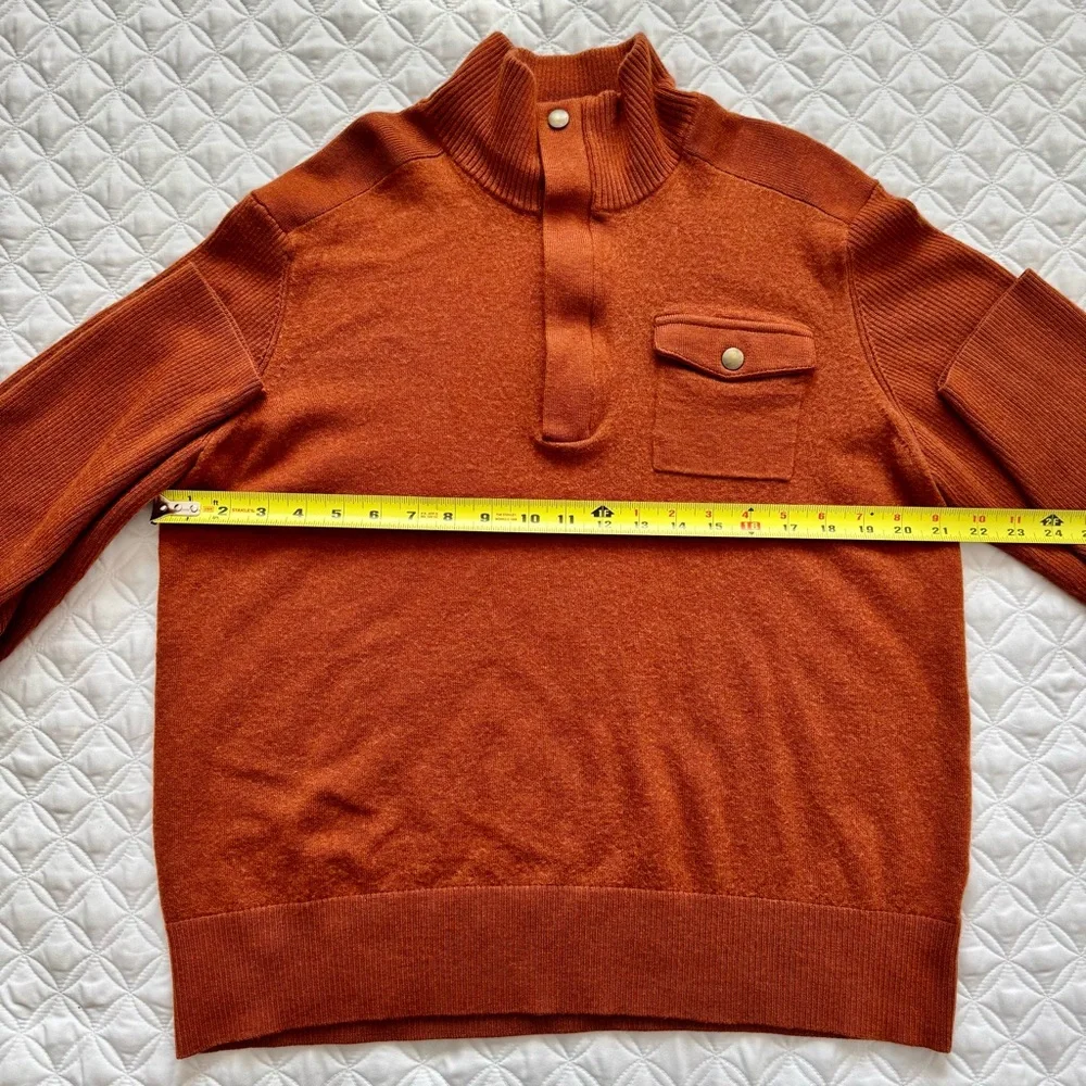 Banana Republic Orange Rust Mock Neck Half Zip Pullover Wool Blend Sweater XL